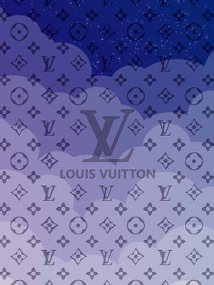 夜空中的雲朵和星星，重疊 Louis Vuitton 字母圖案。