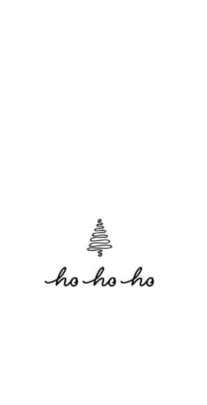 白色背景上帶有 ho ho ho 文字的黑色線條聖誕樹。