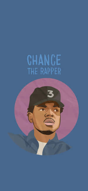 Chance the Rapper 戴著帽子，上方有文字的插畫肖像。 — 19.5:9 壁紙