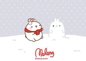 雪地中的兩隻卡通兔，一隻戴紅色圍巾，另一隻幽靈般的白色