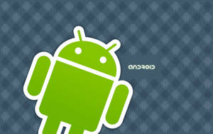 綠色Android機械人標誌，帶白色輪廓，背景為藍色圖案。 — 凌志標誌 GIF 壁紙