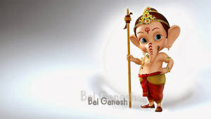 可愛的3D小象神Bal Ganesh手持法杖 — 大象 壁紙