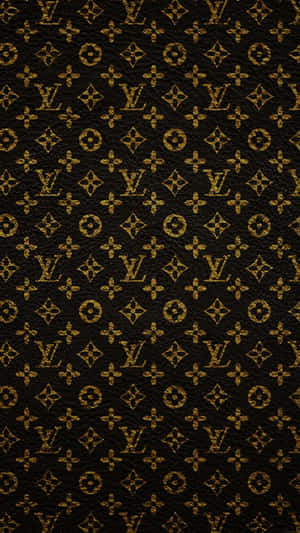 黑色皮革上金色Louis Vuitton字母組合圖案在表面重複。 — 路易威登 壁紙