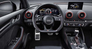 Audi 車內飾，黑色皮革紅色縫線，數碼儀表板。 — 酷車 壁紙