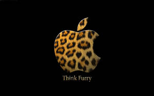 豹紋Apple標誌與Think Furry文字，黑色背景 — 豹紋 壁紙