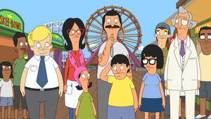 Bob's Burgers 角色喺遊樂園，後面有個摩天輪。