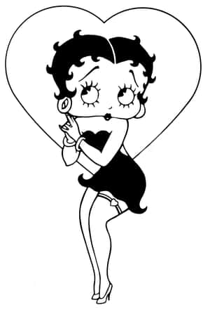 卡通角色 Betty Boop 在愛心形狀的框架中拿著一顆心。 — 小米Pad 7S Pro 12.5 壁紙