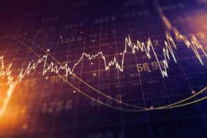 在深色網格上帶有發光線條和數字的金融股票市場數據。 — 純色 壁紙