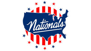 Nationals 棒球隊標誌，以美國地圖搭配星星和條紋為特色。