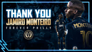 足球員 Jamiro Monteiro 以「Thank You Forever Philly」文字和球隊標誌致敬。 — 足球 壁紙