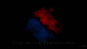 University of Pennsylvania 標誌，紅色和藍色煙霧，黑色背景