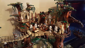 LEGO Star Wars樹屋場景，風暴兵和伊渥克人在篝火旁。 — 星際大戰 壁紙