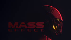 在黑暗背景上發光的Mass Effect頭盔