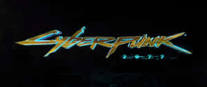 Cyberpunk 2077 標誌，在深色背景上帶有霓虹藍和金色燈光。