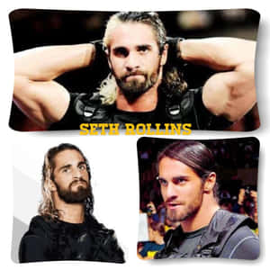 摔角手 Seth Rollins 彎曲手臂、眼神強烈地擺姿勢。
