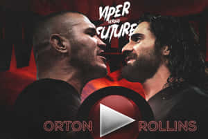 兩名摔角手在紅燈競技場中互相凝視，有「Viper versus Future」和播放按鈕。