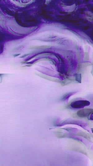 帶有紫色調和數位扭曲的故障效果肖像。