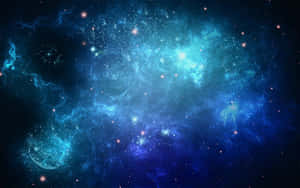在深空中充滿星星的發光藍色和藍綠色星雲。 — 美學 壁紙