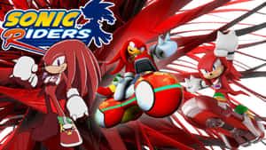 Sonic Riders 角色駕駛紅白未來風格車輛競速。 — 超音鼠 壁紙