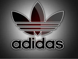 深灰色背景上帶有紅色和黑色漸變的Adidas標誌。