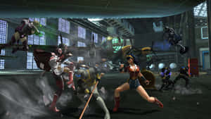 超級英雄在煙霧瀰漫的工業機庫中與飛機戰鬥。 — 超級英雄 壁紙