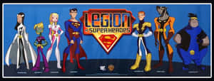 Legion of Super Heroes 動畫團隊海報，包含七個角色。 — 超級英雄 壁紙