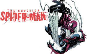 Superior Spider-Man 以漫畫風格用蜘蛛絲擺盪。 — 漫威 壁紙