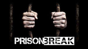 兩隻手抓住監獄鐵欄，下方有「PRISONBREAK」文字。