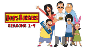 阿Bob's Burgers一家拎住漢堡包同鍵盤，第1-9季標誌 — 卡通 壁紙