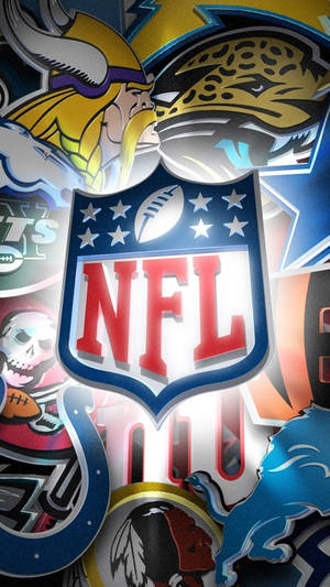 NFL球隊標誌圍繞官方NFL盾牌標誌排列。