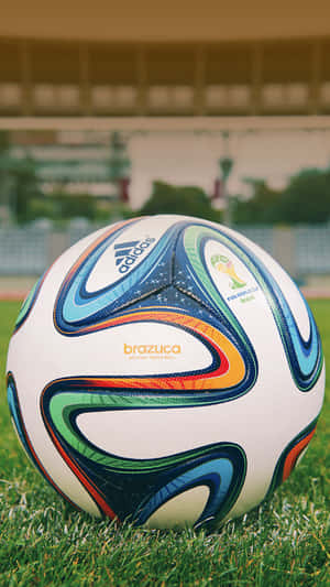 官方 Brazuca 世界盃足球在體育場附近的綠草地上。