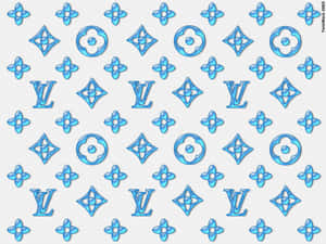 藍色 Louis Vuitton 字母組合圖案壁紙，帶有微妙陰影，位於灰色背景上。 — 路易威登 壁紙