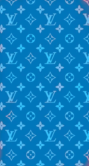 藍色 Louis Vuitton 字母組合圖案壁紙，帶漸變背景。