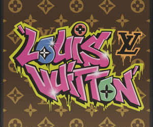 Louis Vuitton monogram 背景上的塗鴉標誌