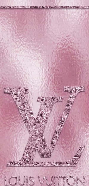閃爍的粉紅色 Louis Vuitton 標誌牆紙，帶有閃亮質感。