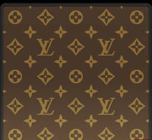 棕色 Louis Vuitton 字母組合圖案，帶有金色標誌和花卉圖案。 — 路易威登 壁紙