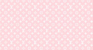 粉紅色背景，白色Louis Vuitton monogram圖案在表面重複。