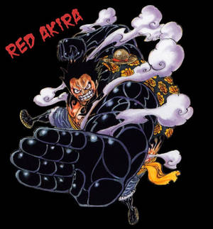 動漫角色 Red Akira 擺出強力揮拳姿勢，帶有煙霧效果。