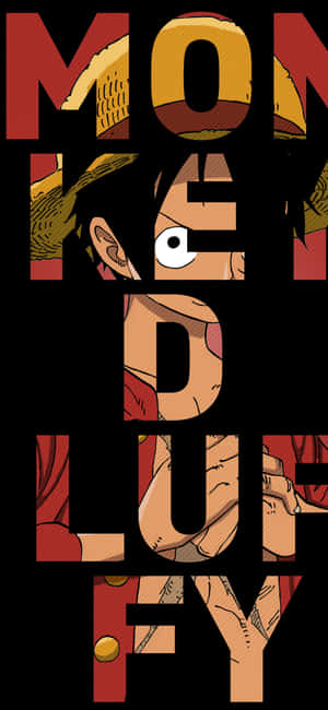 動漫角色路飛以粗體風格文字形成「Monkey D Luffy」一詞。 — Pixel 9 Pro 壁紙