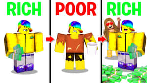 Roblox角色展示富有貧窮富有，有金錢和女孩
