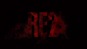 黑色背景上的紅色濺射 RE2 文字