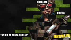 來自《邊緣禁地》的 Mordecai 手持槍枝，附有文字 so big so angry so dead。