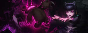 貓耳少女用紫色火焰召喚惡魔怪物。 — 深紫色美學 GIF 壁紙