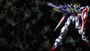 動畫機甲機器人在星空星雲中發射武器