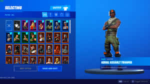 Fortnite 角色服裝選擇畫面，顯示空中突擊兵。 — 軍事動圖 壁紙