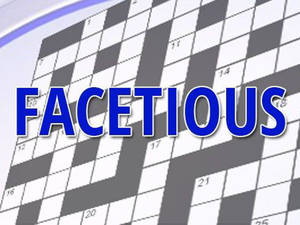 填字遊戲，帶有粗體藍色字母的單詞 facetious。