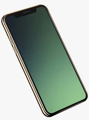 金色iPhone，綠色漸變屏幕，傾斜於白色背景