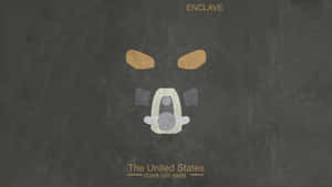 帶有防毒面具和文字 enclave the united states does still exist 的極簡海報。
