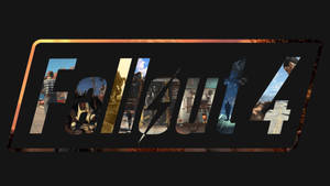Fallout 4 遊戲標誌，字母內有場景，深色火焰背景