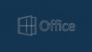 白色輪廓的Microsoft Office標誌，背景為深藍色。